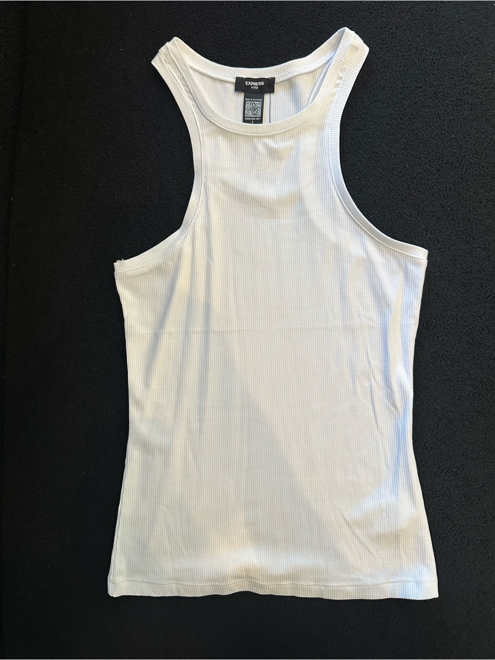 Express Essential Fitted Ribbed High Neck Sleeveless Tank